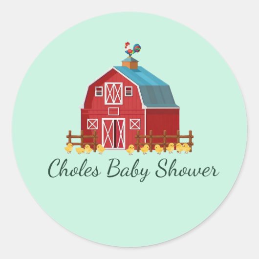boerderijdier baby shower stickers (Voorkant)