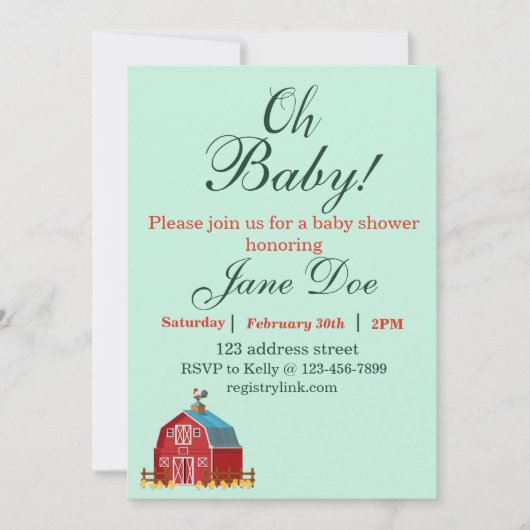 boerderijdier baby shower uitnodiging (Voorkant)
