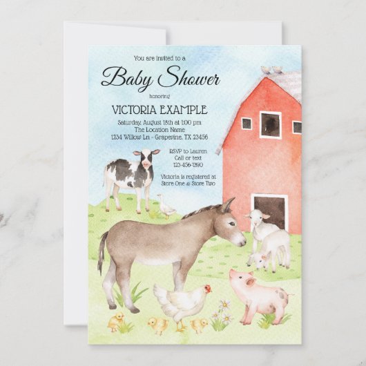 Boerderijdier Baby Shower Uitnodigingen (Voorkant)