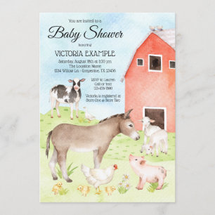 Boerderijdier Baby Shower Uitnodigingen