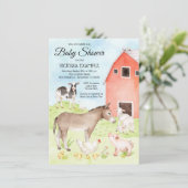 Boerderijdier Baby Shower Uitnodigingen (Staand voorkant)