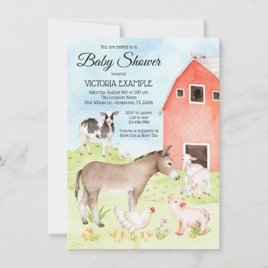 Boerderijdier Baby Shower Uitnodigingen (Voorkant)