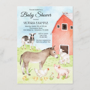 Boerderijdier Baby Shower Uitnodigingen