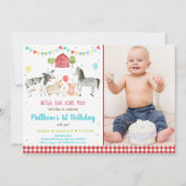 Boerderijdier Ballon Verjaardag Kaart (Voorkant)