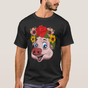 Boerderijdier Cute Biggetje Boer Tuin Bloemen Vark T-shirt