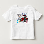 Boerderijdier Feest Rode Tractor Verjaardagsfeest Kinder Shirts (Voorkant)