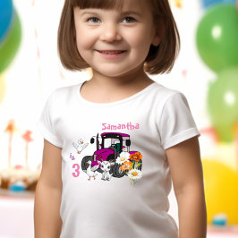 Boerderijdier Fun Roze Tractor Verjaardagsfeestje Kinder Shirts
