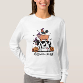 Boerderijdier Halloween-feest T-shirt met lange mo