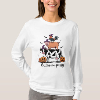 Boerderijdier Halloween-feest T-shirt met lange mo