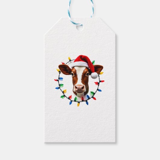 Boerderijdier Kerst Pyjama Kostuum Boer Kerstmis Cadeaulabel (Voorkant)