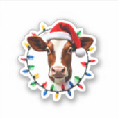 Boerderijdier Kerst Pyjama Kostuum Boer Kerstmis Sticker (Voorkant)