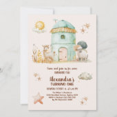 Boerderijdier Kinderen Boer 1e Verjaardagsfeestje Kaart (Voorkant)