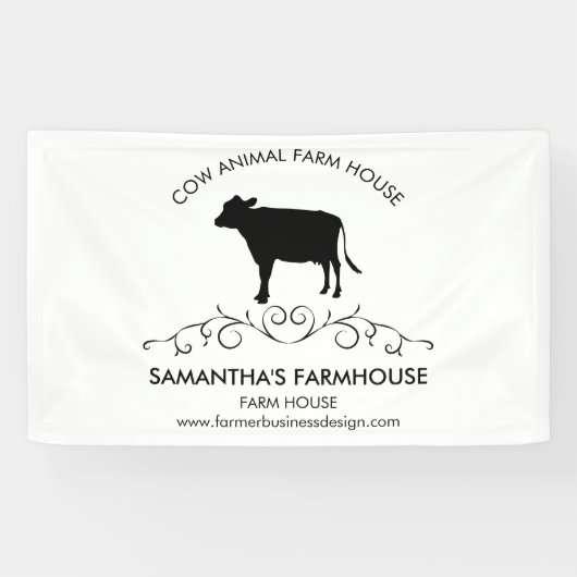 boerderijdier Koe Silhouet Spandoek (Horizontaal)