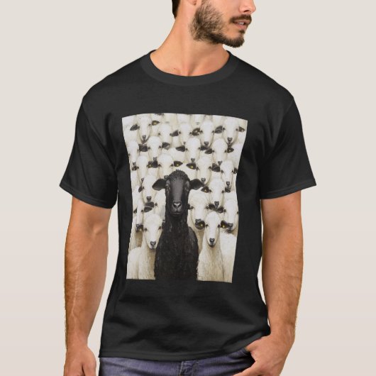 Boerderijdier Schaap Zwart T-shirt (Voorkant)