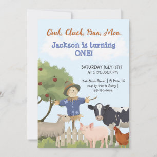 Boerderijdier Verjaardag, Boerderij Feest Uitnodig Kaart