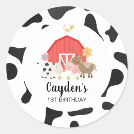 Boerderijdier verjaardagsfeest bedank favor tags ronde sticker