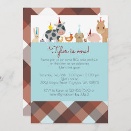 Boerderijdier verjaardagsfeest uitnodiging - Jonge