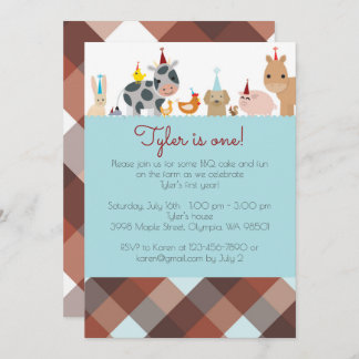 Boerderijdier verjaardagsfeest uitnodiging - Jonge