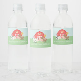 Boerderijdier Verjaardagsfeest Waterfles Labels Etiket
