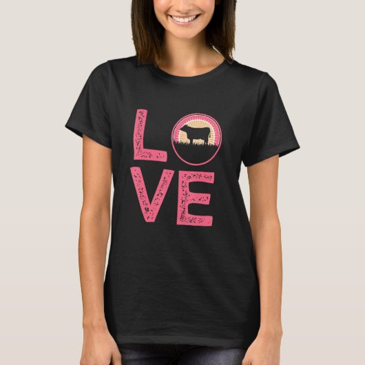 Boerderijdier Zonsondergang Idee Koe T-shirt (Voorkant)