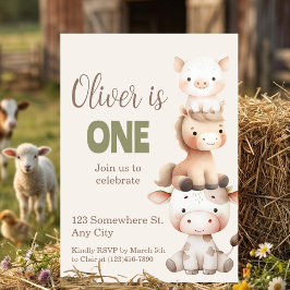 Boerderijdieren 1e verjaardag Barnyard Baby Jongen Kaart