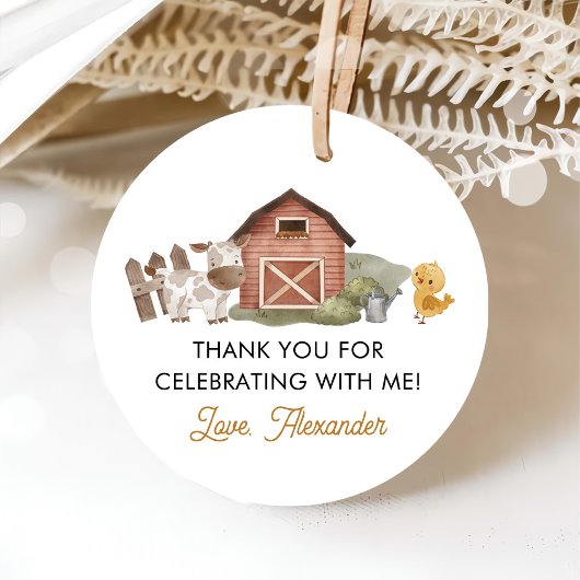 Boerderijdieren 1e verjaardag bedankjes labels