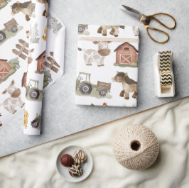 Boerderijdieren 1e verjaardag cadeaupapier