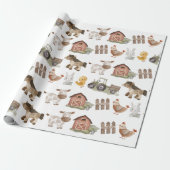 Boerderijdieren 1e verjaardag cadeaupapier (Uitgerold)