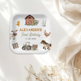 Boerderijdieren 1e verjaardag papieren bordje