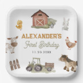 Boerderijdieren 1e verjaardag papieren bordje (Voorkant)
