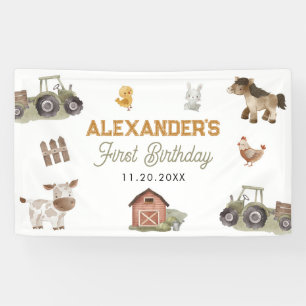 Boerderijdieren 1e verjaardag spandoek
