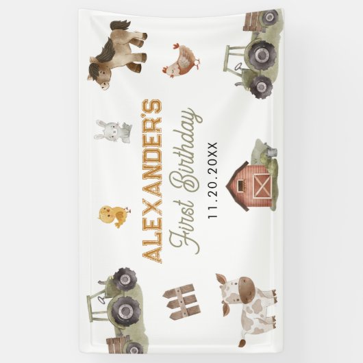 Boerderijdieren 1e verjaardag spandoek (Verticaal)