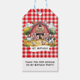 Boerderijdieren 1e verjaardagsfeest Bedankt Cadeaulabel