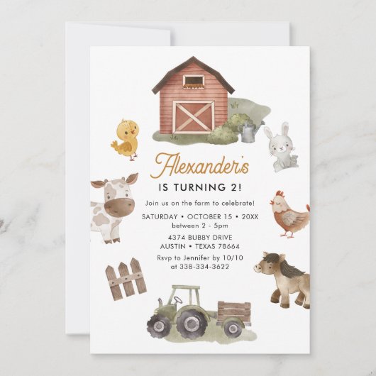 Boerderijdieren 2e verjaardag kaart (Voorkant)