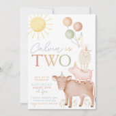 Boerderijdieren 2e verjaardagsfeestje voor jongens kaart (Voorkant)