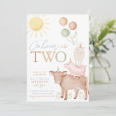 Boerderijdieren 2e verjaardagsfeestje voor jongens kaart (Staand voorkant)