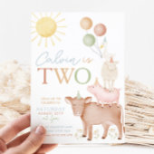 Boerderijdieren 2e verjaardagsfeestje voor jongens kaart