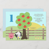Boerderijdieren Appelboom 1e Verjaardagsfeest Uitn Kaart (Voorkant / Achterkant)