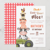 Boerderijdieren Baa Moo Holy Koe 1e 2e Verjaardag Kaart (Voorkant / Achterkant)