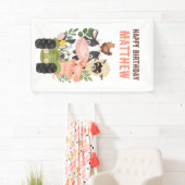 Boerderijdieren Baa Moo Holy Koe 1e 2e Verjaardag Spandoek (Insitu)