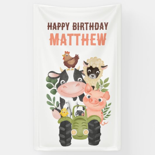 Boerderijdieren Baa Moo Holy Koe 1e 2e Verjaardag Spandoek (Verticaal)