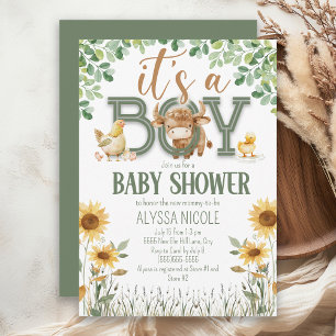 Boerderijdieren Baby Jongen Baby Shower Kaart