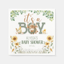 Boerderijdieren Baby Jongen Baby Shower Servet