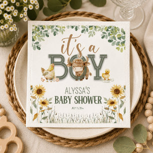 Boerderijdieren Baby Jongen Baby Shower Servet