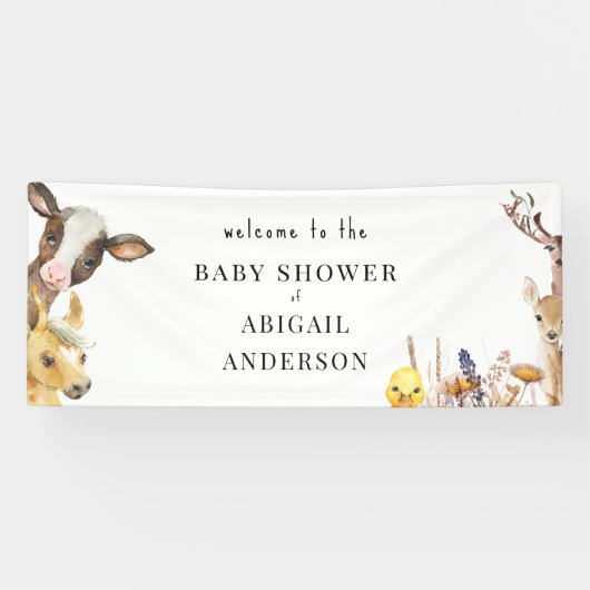Boerderijdieren Baby shower Banner (Horizontaal)