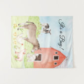 Boerderijdieren Baby Shower Banner Achtergrond Wandkleed (Voorkant (horizontaal))