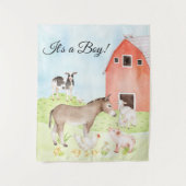 Boerderijdieren Baby Shower Banner Achtergrond Wandkleed (Voorkant)