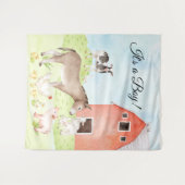 Boerderijdieren Baby Shower Banner Achtergrond Wandkleed (Voorkant (horizontaal))