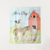 Boerderijdieren Baby Shower Banner Achtergrond Wandkleed (Voorkant)