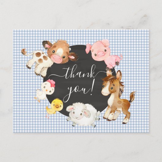 Boerderijdieren Baby Shower Bedankt Ansichtkaart Briefkaart (Voorkant)